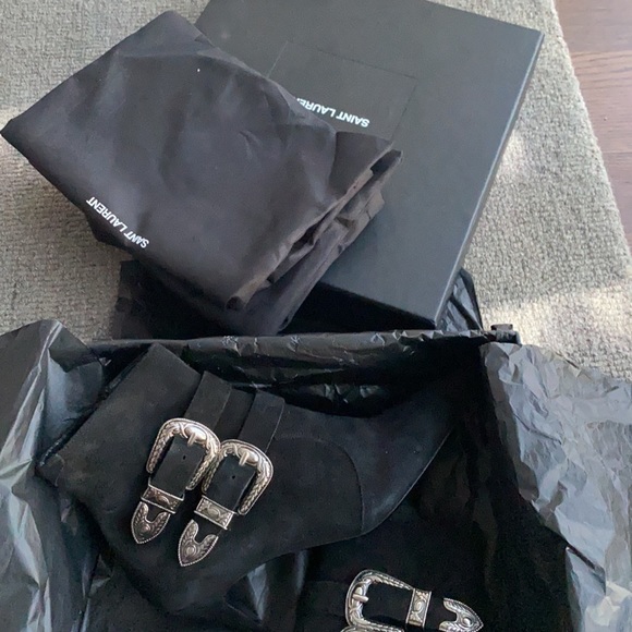 Saint Laurent Charlotte 55 Suede Ankle Boots FR 38 - Picture 5 of 6